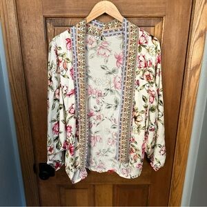 Akemi + Kin Anthropologie Idalia Floral Kimono Jacket One Size Garden Fairy